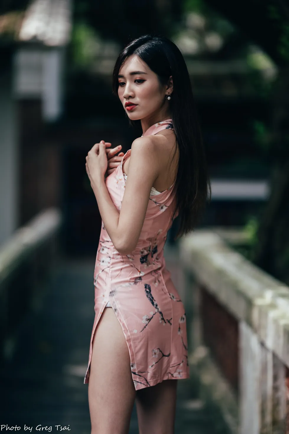 [Mzsock] NO.138 Zhang Jun pink short cheongsam stockings high heels beautiful legs street photography#[36P]-4